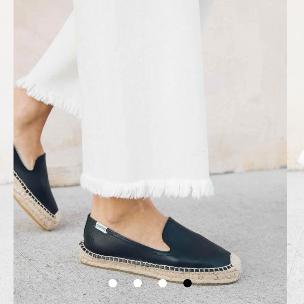 NWT Soludos Black Leather Espadrille
